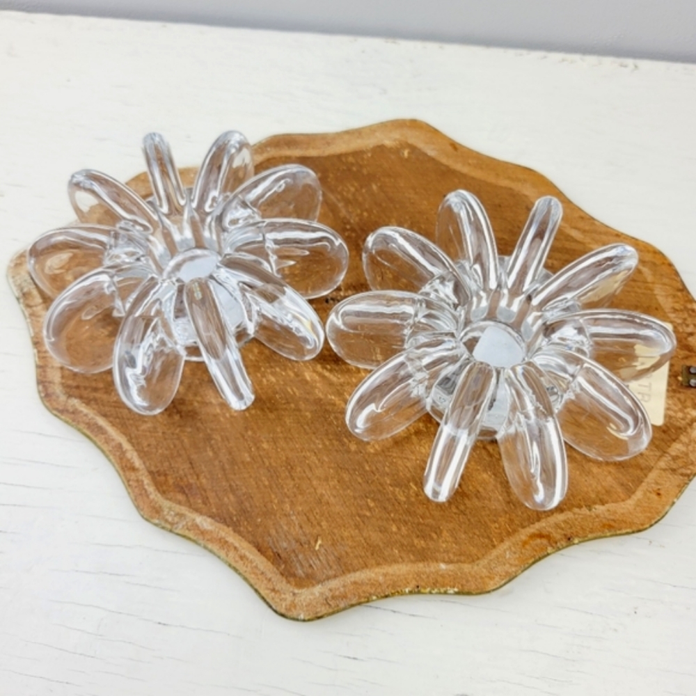 Shannon Crystal MCM Candle Stick Holders Designs of Ireland Tapered Sun Disc